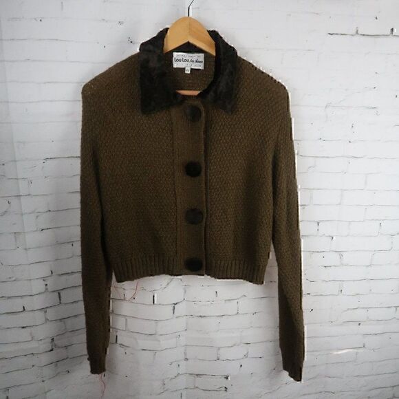 TIZIANA NIRONI LOU LOU, LES CHOSES ITALIA GREEN MOHAIR BUTTON DOWN SWEATER VTG - Picture 1 of 9